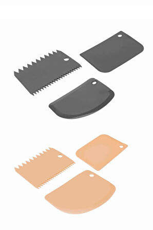 Plastik Hamur Pasta Kesici Kazıyıcı Şekillendirici Yoğurucu Aparat 3’lü