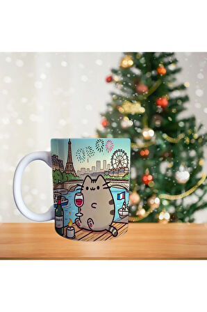 Pusheen Paris'te Porselen Kupa