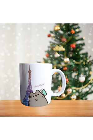 Pusheen Paris'te Porselen Kupa