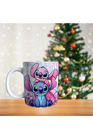 Stitch ve Sevgilisi Porselen Kupa