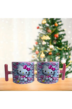 Hello Kitty ve kristaller Porselen Fincan / Kupa -mug