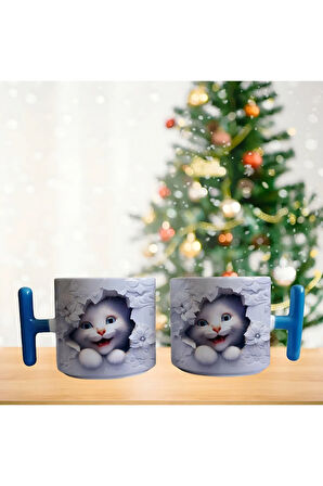3D Kedi porselen fincan / kupa -mug