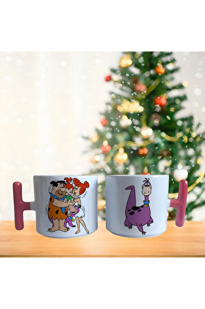Taş Devri Çakmaktaş Ailesi Ve Dinozorları Dino latte Fincanı - Mug