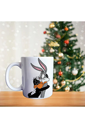 Matematikçi Duffy duck ve bugs bunny porselen kupa