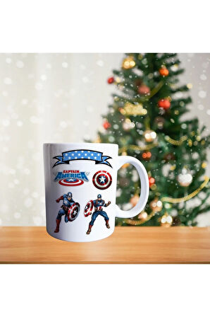 Kaptan Amerika- Süper kahraman  porselen kupa