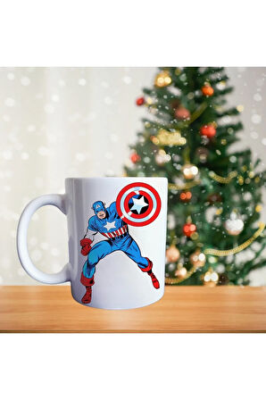 Kaptan Amerika- Süper kahraman porselen kupa