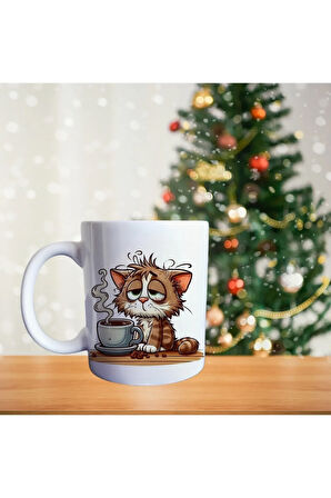 Uykulu Kedi Porselen Kupa