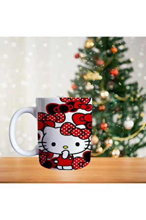 Hello Kitty - Kırmızı Elbiseli Porselen Kupa