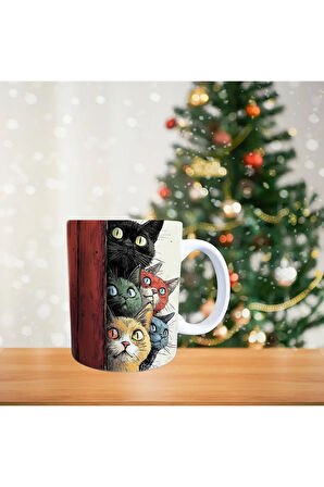 Meraklı kediler Porselen Kupa