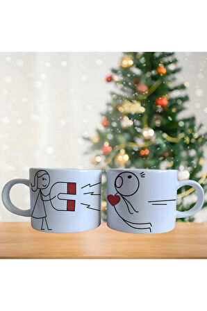 Çiftlere özel mıknatıs çekimi Porselen Fincan / Kupa -mug