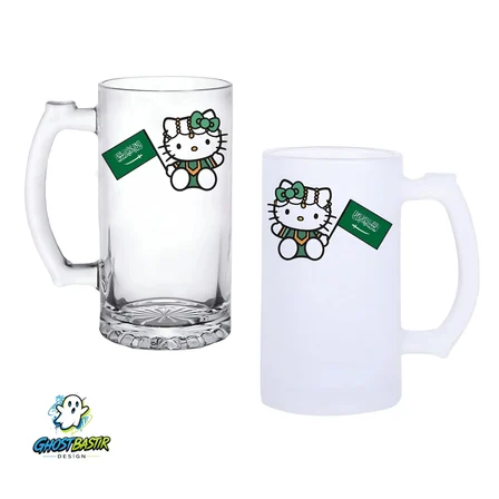 Saudi Hello Kitty Kulplu Bira Bardağı Buzlu veya Şeffaf Seçenekli 0346