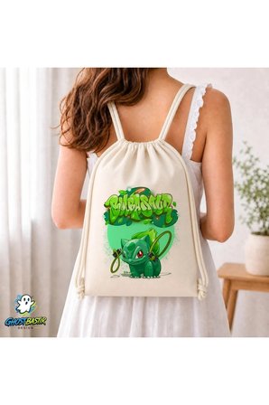 Balbasaur Büzgülü Keten Çanta C023