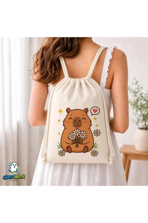 Capybara Büzgülü Keten Çanta C055