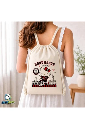Çorumspor Hello Kitty Büzgülü Keten Çanta C070