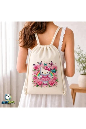 Hello Kitty Büzgülü Keten Çanta C117
