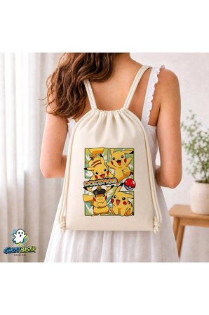 Pikachu Büzgülü Keten Çanta C233