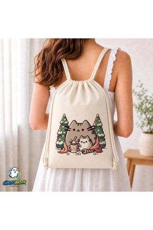 Pusheen Büzgülü Keten Çanta C247