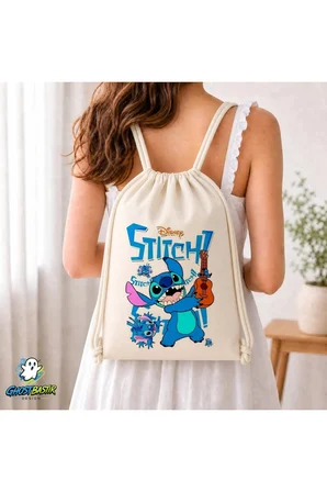 Stitch Büzgülü Keten Çanta C287