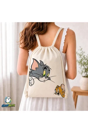 Tom ve Jerry Büzgülü Keten Çanta C340