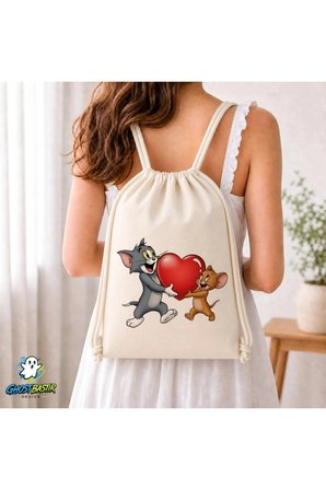 Tom ve Jerry Büzgülü Keten Çanta C345