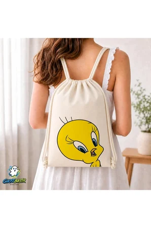 Tweety Büzgülü Keten Çanta C356