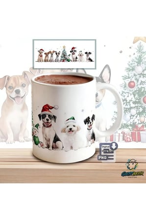 Ghostbastır Design Köpekli Noel | Yılbaşı Kupa Bardak | Tek Adet K0596