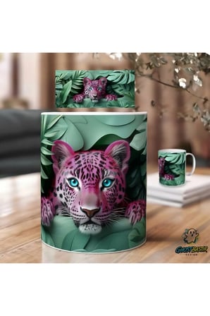 Ghostbastır Design Pembe Leopar Kupa Bardak | Tek Adet K0658