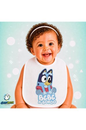 Bluey Keten Bebek Mama Önlüğü – Yumuşak, Emici, Yıkanabilir, Özel Tasarım P025