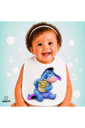 Eeyore Keten Bebek Mama Önlüğü – Yumuşak, Emici, Yıkanabilir, Özel Tasarım P050