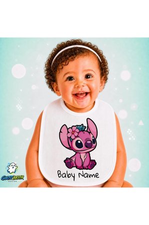 Kişiye Özel Angel Keten Bebek Mama Önlüğü – Yumuşak, Emici, Yıkanabilir, Özel Tasarım P067
