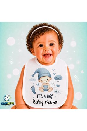 Kişiye Özel Oğlan Çocuğu Keten Bebek Mama Önlüğü – Yumuşak, Emici, Yıkanabilir, Özel Tasarım P097