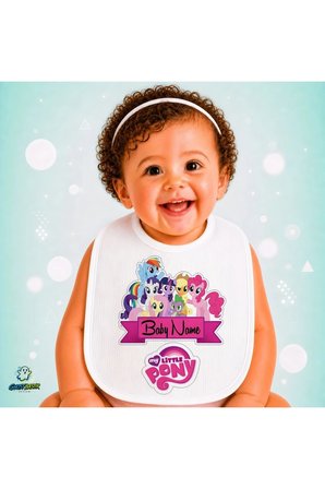 Kişiye Özel Pony Keten Bebek Mama Önlüğü – Yumuşak, Emici, Yıkanabilir, Özel Tasarım P103