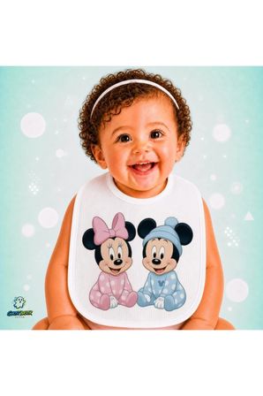 Mickey Mouse Keten Bebek Mama Önlüğü – Yumuşak, Emici, Yıkanabilir, Özel Tasarım P135