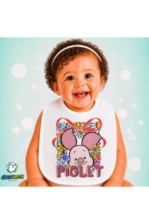 Piglet Keten Bebek Mama Önlüğü – Yumuşak, Emici, Yıkanabilir, Özel Tasarım P155