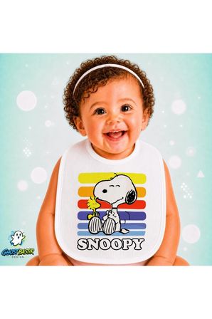 Snoopy Keten Bebek Mama Önlüğü – Yumuşak, Emici, Yıkanabilir, Özel Tasarım P176