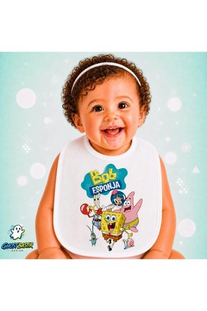 Sünger Bob Keten Bebek Mama Önlüğü – Yumuşak, Emici, Yıkanabilir, Özel Tasarım P180