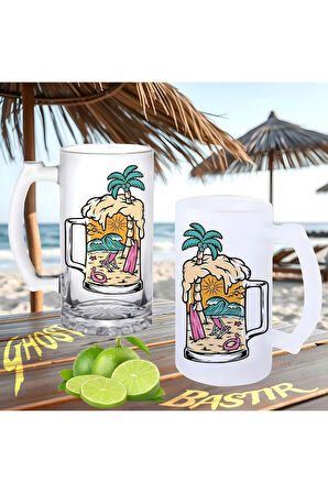 Palm beer buzlu ya da buzsuz bira bardağı