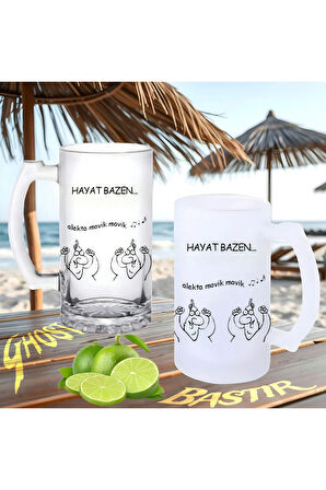 Hunili deli buzlu ya da buzsuz bira bardağı
