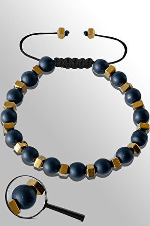 Sertifikalk Gold Falezli 6 Mm Doğal Şungit ( Shungite ) Taşı Bileklik - Ayarlamalı