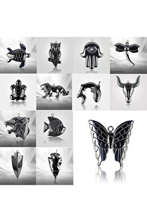 Sertifikalı AAA+Barış Sembolü Model Doğal Taş Hematit Taşı Kolye