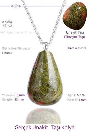 Sertifikalı Damla Model Gerçek Unakit Taşı Kolye