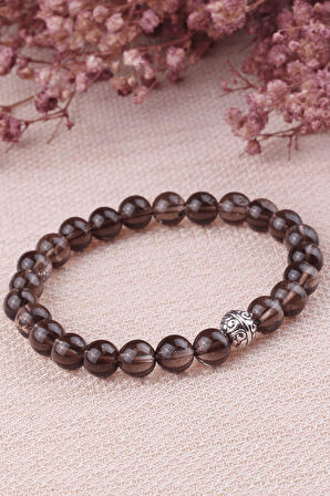 Sertifikalı Dumanlı Kuvars Taşı Bileklik - Gümüş Aparatlı