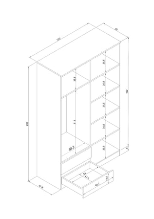 Aura 4 Kapak 2 Çekmeceli Gardırop