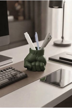 Yumruk Tasarımlı Dekoratif Kalemlik - Ofis ve Çalışma Masası Düzenleyici Aksesuar
