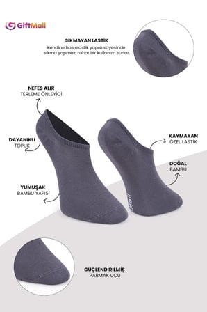Bambu Kadın Sneaker Görünmez Çorap Dikişsiz Premium Kutulu 6'lı