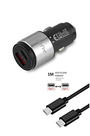 Samsung Galaxy S23 Ultra S23+ Plus S24 Ultra S24+ Uyumlu 45W Type-C USB-C Pd Metal Oto Şarj Seti