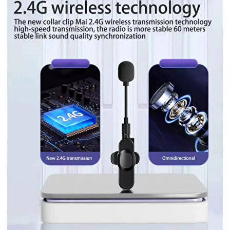 Ozmik K35D Bluetooth Mini Taşınabilir Kablosuz Mikrofon Yaka Mikrofon Hoparlör Wireless Microphone