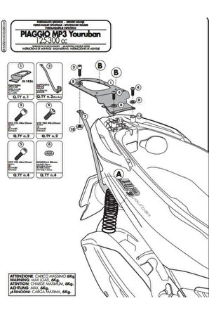 Gıvı Sr5600mm Pıaggıo Mp3 Yourban 125-300 (11-18) Arka Çanta Taşıyıcı