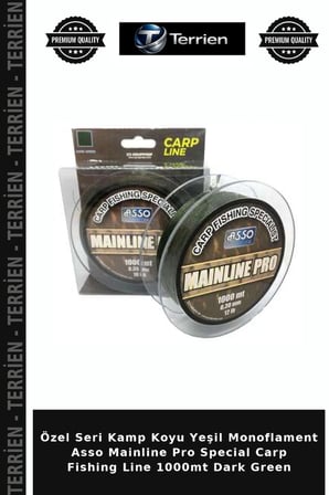 Özel Seri Kamp Koyu Yeşil Monoflament Asso Mainline Pro Special Carp Fishing Line 1000mt Dark Green 0.28 MM