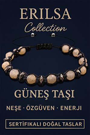 Sertifikalı Fasetli Terahertz & Güneş Taşı Bileklik – Özgüven, Canlılık ve Koruyucu Enerji